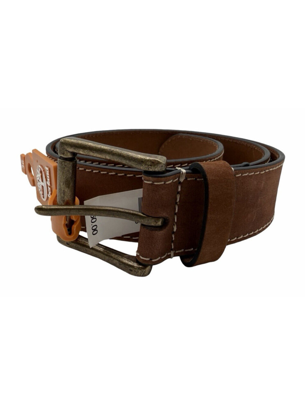 Timberland Mid Brown Leather Belt Bronze Buckle Size 36"